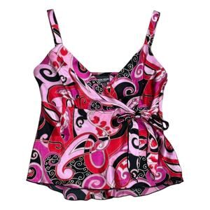 Y2k Bisou Bisou Satin Paisley Wrap Blouse